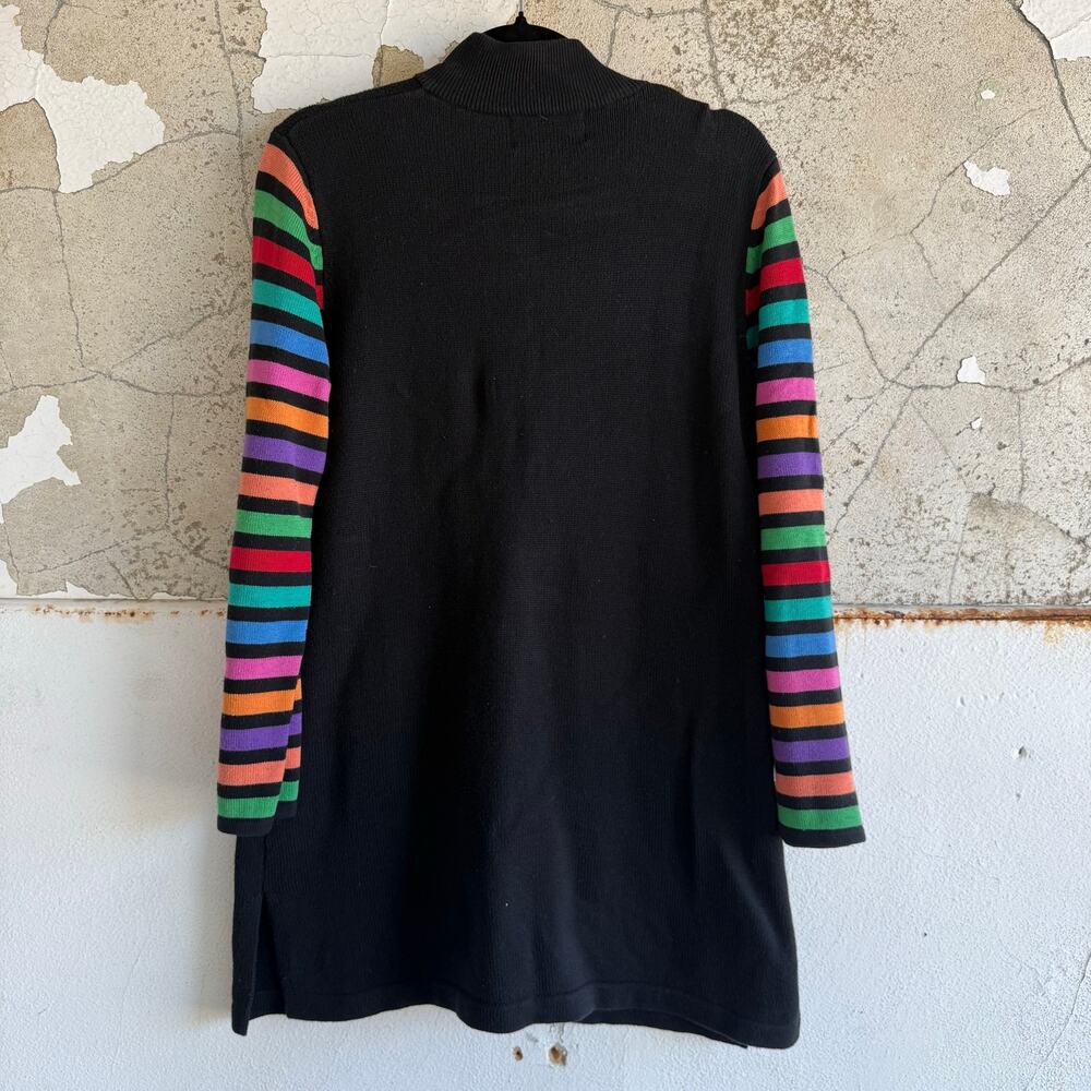 Vtg Cardigan Bob Mackie Rainbow Stripe Longline Sweater Womens M 90s Art Teacher - Picture 5 of 7